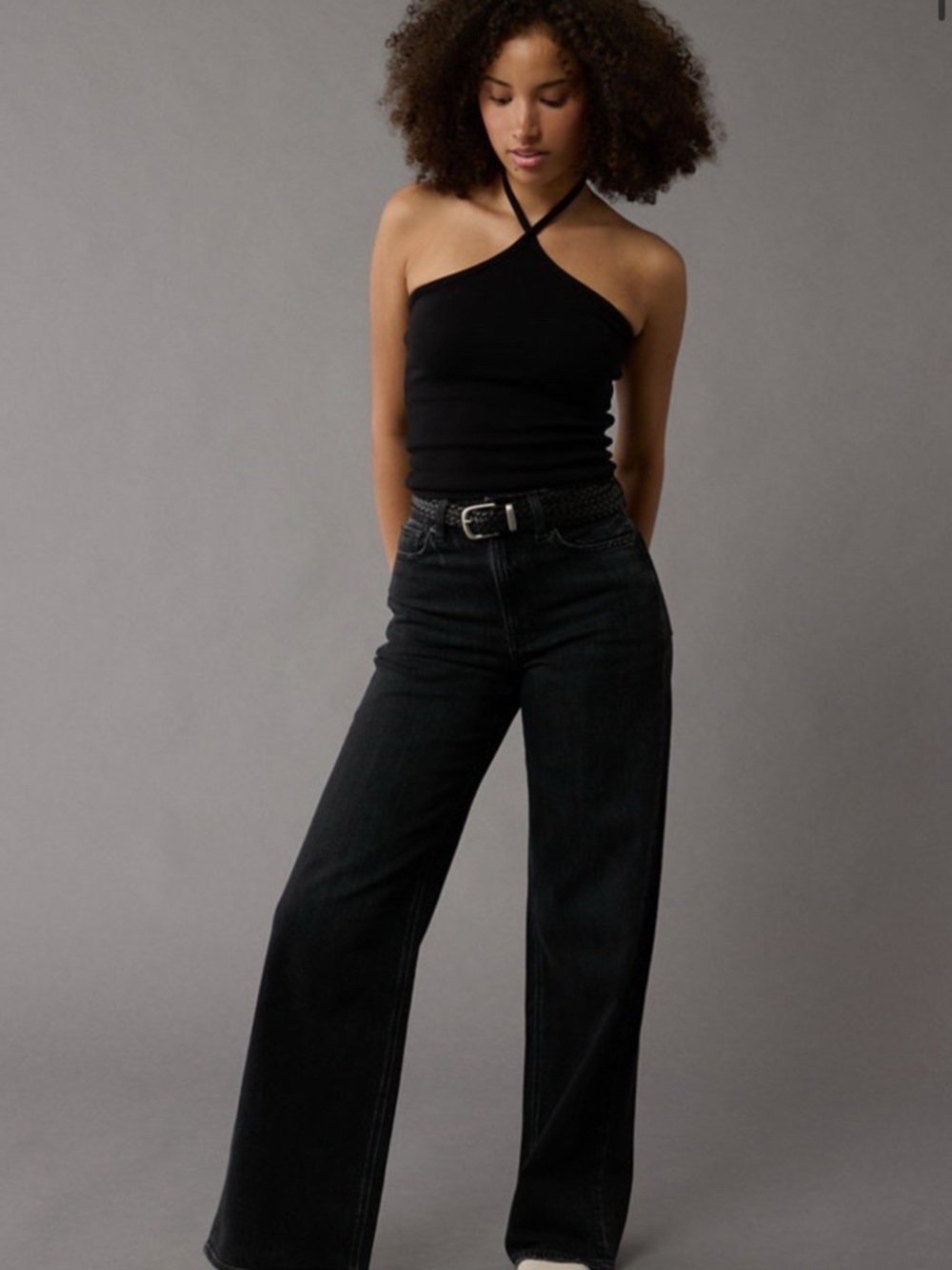 AE Dreamy Drape Stretch Curvy Super High-Waisted Baggy Wide-Leg Jean